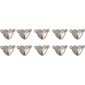 10Pcs Silver Friendship Heart Charm Necklaces,Metal Love Buckle Pendant Heart Shape Necklace Clasp Closures Bracelet Extender Jewelry Clasps, Jewelry Findings