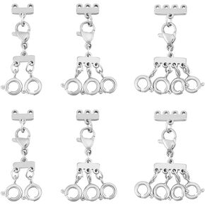 UNICRAFTALE 3 Style 6pcs Necklace Layering Clasps Stainless Steel Lobster Claw Clasps 32mm Multi Strand Lock Buckle with Brassspring Loaded Ring Buckle Jewelry Connection for Multiple Layering Clasps