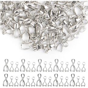 AUEAR, 120 Pack Silver Pinch Clip Bail Clasp Bead Pendant Clasp Connectors Metal Clip Buckle Jewelry Findings for Necklace Earring Bracelet Jewelry Making