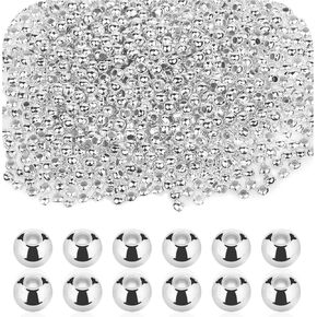 Small Silver Spacer Beads for Jewelry Making, 1500 Pieces 2mm Smooth Metal Round Seed Beads Loose Mini Electroplated Iron Balls with Hole for Bracelet Necklace Satellite Chain DIY Crafts Supplies