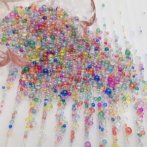 FULZTEY Resin Bubble Beads UV Mixed Size Glass Bubble Beads Water Droplet Bubble Beads No Hole Mini Bubble Beads for 3D Nail Art Pendant Jewelry Crafting DIY Making Decorations 0.6-3MM (Mix)