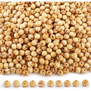 Foraineam 1000 قطعة من الخرز الخشبي الطبيعي، 8 مم خرز فضفاض مصقول دائري DIY صناعة يدوية سوار مكرامية قلادة صنع المجوهرات