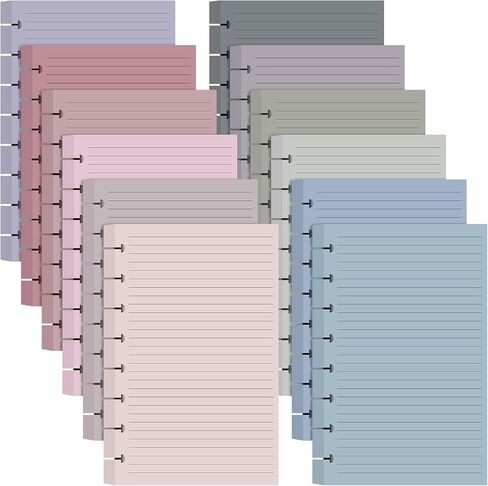 PerKoop 12 Pack 600 Sheets Half-letter Size Discbound Lined Planner Refill 5.5'' x 8.5'' College Ruled Size A5 8 Disc Notebooks 12 Colors Disc Notebooks Refill for Refill Journaling (Candy Color) in Saudi Arabia