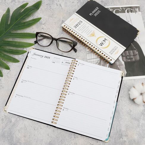 2025 Planner, Planner 2025, 2025 Planner Weekly and Monthly, 2025 Calendar Monthly Planner with Printed Tabs Jan 2025 - Dec 2025, Flexible Cover Twin-Wire Binding Daily Organizer, 8.5 X 6.1 Inch Black in Saudi Arabia