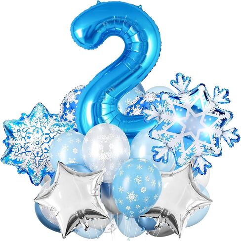 40IN 4 Balloon Numbers, 4 Balloon Snow Birthday Party Decorations, Snowflake Balloons, Silver and Blue Balloons, 4th Birthday Decorations for Girl Teen in Saudi Arabia