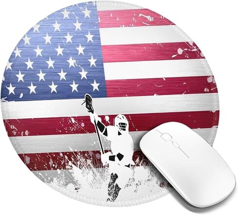 Mouse Pad Player Lacrosse USA Mouse Pads for Desk with Non-Slip Rubber Base Office Computer Round Mousepad Mouse Mat for Home Office Desk Accessories in Saudi Arabia
