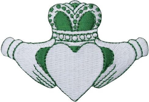 Irish Claddagh. Friendship, Loyalty, Love, Embroidered, Iron on Patch (Green and White) in Kuwait