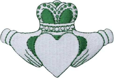 Irish Claddagh. Friendship, Loyalty, Love, Embroidered, Iron on Patch (Green and White) in Kuwait