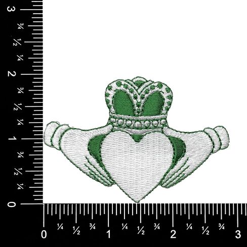 Irish Claddagh. Friendship, Loyalty, Love, Embroidered, Iron on Patch (Green and White) in Kuwait