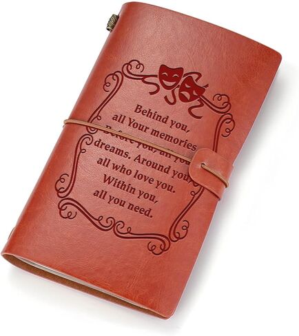 Drama Gift Drama Mask Leather Refillable Journal Notebook Theatre Gift for Drama Student Inspirational Theatre Notebook Actor Actress Gift (Behind you) in Saudi Arabia