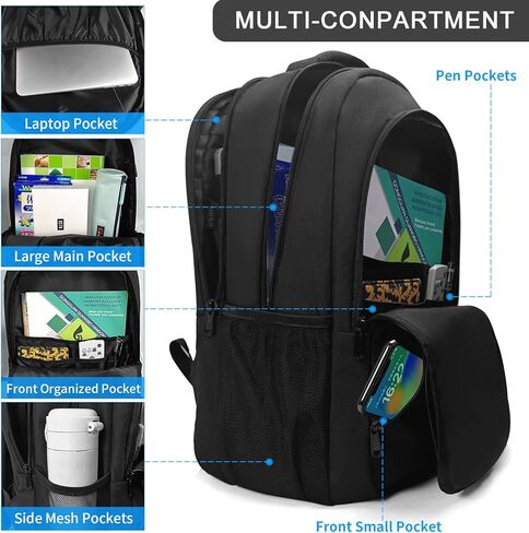 SMONT Large Laptop Backpack for Men, 17" Mens Business Bookbag for Computer Office Tech Commuter Work Black in Kuwait