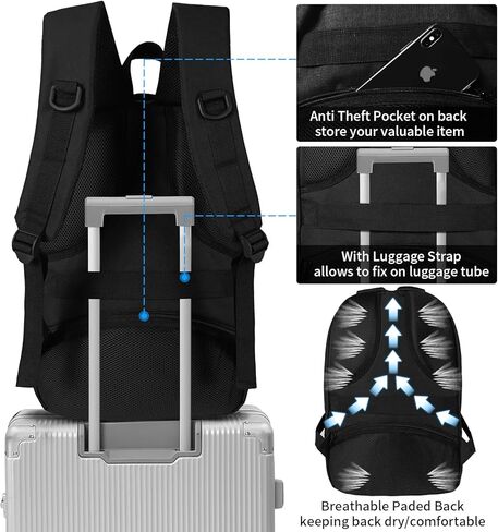 SMONT Large Laptop Backpack for Men, 17" Mens Business Bookbag for Computer Office Tech Commuter Work Black in Kuwait