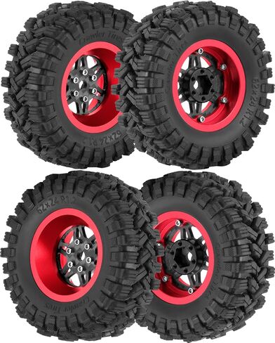 1.2" Beadlock Wheels and Tires for 1/18 TRX4M 1/24 SCX24 RC Crawler,Carbon Fibre rc Wheels 1.2 Beadlock Whees w/Soft Rubber Tires 1.2 rc Tires,4PCS,Style B in Saudi Arabia