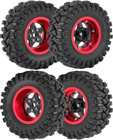1.2" Beadlock Wheels and Tires for 1/18 TRX4M 1/24 SCX24 RC Crawler,Carbon Fibre rc Wheels 1.2 Beadlock Whees w/Soft Rubber Tires 1.2 rc Tires,4PCS,Style B in Kuwait