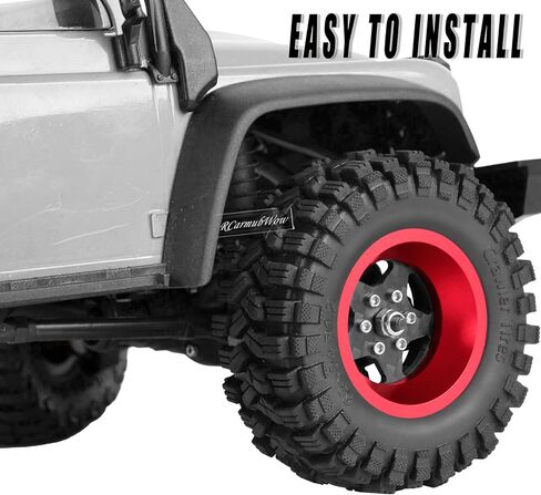 1.2" Beadlock Wheels and Tires for 1/18 TRX4M 1/24 SCX24 RC Crawler,Carbon Fibre rc Wheels 1.2 Beadlock Whees w/Soft Rubber Tires 1.2 rc Tires,4PCS,Style B in Kuwait