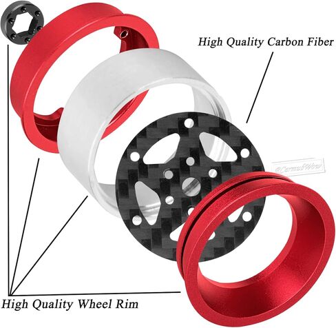 1.2" Beadlock Wheels and Tires for 1/18 TRX4M 1/24 SCX24 RC Crawler,Carbon Fibre rc Wheels 1.2 Beadlock Whees w/Soft Rubber Tires 1.2 rc Tires,4PCS,Style B in Kuwait