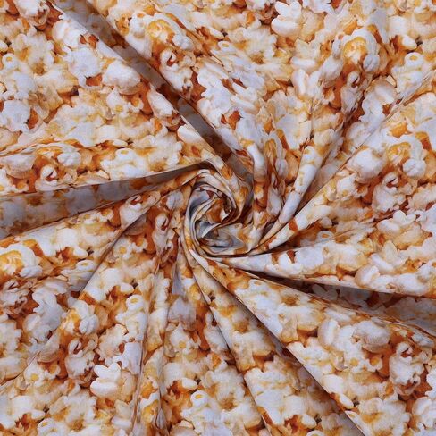 موك فابريكس قطن الفشار للوجبات السريعة، أصفر/أبيض مقطوع بالياردة in Kuwait