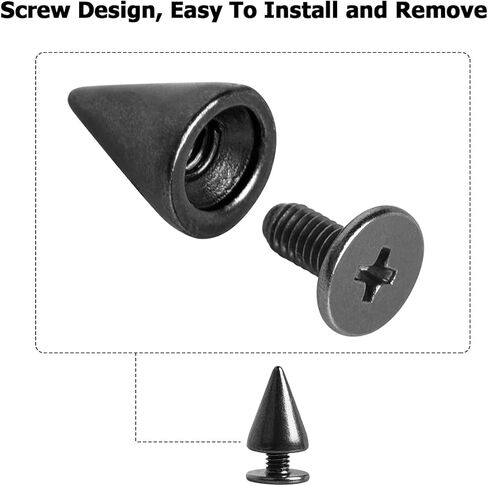 STRAWBLEAG Studs for Clothing, 200 Sets 10 mm Studs and Spikes for Clothing, Cone Spikes Screwback Studs Spike for Shoes Leather Accessories DIY Craft (Gun Black) in Kuwait