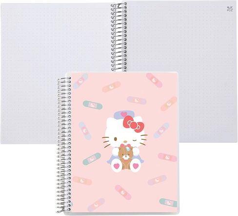 Erin Condren 8.5x11 Hello Kitty Healing Spiral Notebook Dot Grid Layout with 80 Lb. Paper, Hello Kitty Healing Classic Cover, Dot Grid Notebook, Platinum Coil in Saudi Arabia