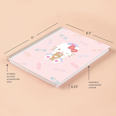 Erin Condren 8.5x11 Hello Kitty Healing Spiral Notebook Dot Grid Layout with 80 Lb. Paper, Hello Kitty Healing Classic Cover, Dot Grid Notebook, Platinum Coil in Saudi Arabia