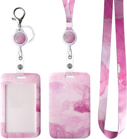 Hard Vertical ID Badge Holder, Autism Badge Sleeves ，Sliding Hard id Badge Cover Protector for Office School Nurse Credit Cards Proximity Key Passes (Purple Marble, 2 Pcs) in Saudi Arabia