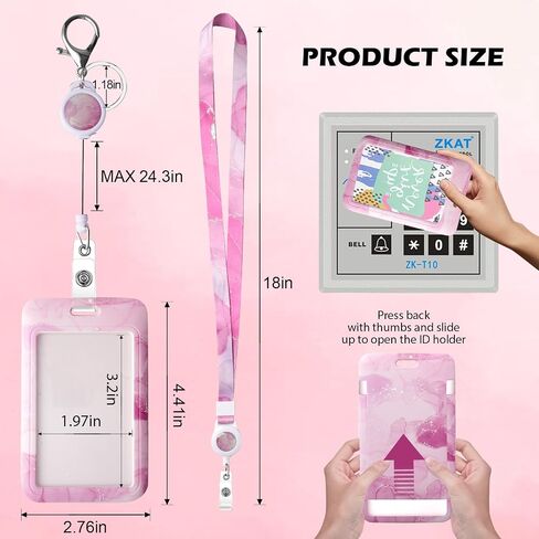 Hard Vertical ID Badge Holder, Autism Badge Sleeves ，Sliding Hard id Badge Cover Protector for Office School Nurse Credit Cards Proximity Key Passes (Purple Marble, 2 Pcs) in Saudi Arabia