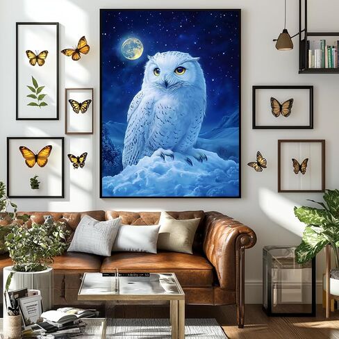 Diamond Painting Kits for Adults Owl on Snowy Mountain DIY 5D Diamond Art Kits for Beginners Full Drill Diamond Dots Crystal Craft Kits for Home Wall Art Bedroom Decor Gifts 11.8x15.8 inch in Saudi Arabia