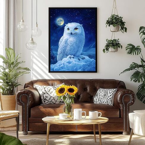 Diamond Painting Kits for Adults Owl on Snowy Mountain DIY 5D Diamond Art Kits for Beginners Full Drill Diamond Dots Crystal Craft Kits for Home Wall Art Bedroom Decor Gifts 11.8x15.8 inch in Saudi Arabia