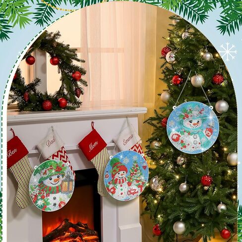 thyle 3 مجموعة عيد الميلاد ثلج DIY عيد الميلاد الماس الفن شنقا زخرفة عيد الميلاد الماس الفن شنقا اللوحة زخرفة الاكريليك الماس قلادة لوحة اللوحة عدة للبالغين in Kuwait