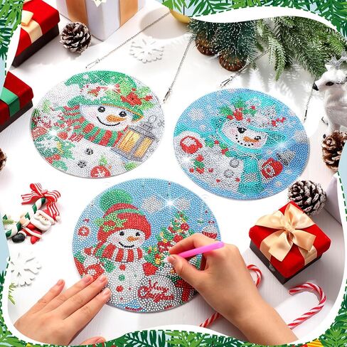 thyle 3 مجموعة عيد الميلاد ثلج DIY عيد الميلاد الماس الفن شنقا زخرفة عيد الميلاد الماس الفن شنقا اللوحة زخرفة الاكريليك الماس قلادة لوحة اللوحة عدة للبالغين in Kuwait