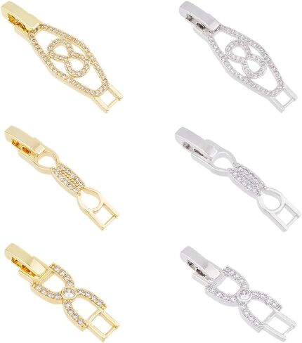 SUPERFINDINGS 6Pcs 3 Styles 2 Colors Fold Over Jewelry Clasp Bowknot Rhinestone Foldover Extension Clasp Platinum Gold Watch Band Clasps for Bracelet Necklace Making DIY Jewelry Extender in Saudi Arabia