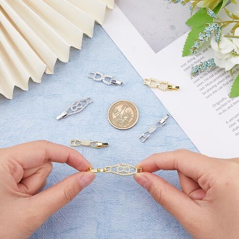 SUPERFINDINGS 6Pcs 3 Styles 2 Colors Fold Over Jewelry Clasp Bowknot Rhinestone Foldover Extension Clasp Platinum Gold Watch Band Clasps for Bracelet Necklace Making DIY Jewelry Extender in Saudi Arabia