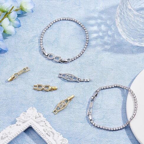 SUPERFINDINGS 6Pcs 3 Styles 2 Colors Fold Over Jewelry Clasp Bowknot Rhinestone Foldover Extension Clasp Platinum Gold Watch Band Clasps for Bracelet Necklace Making DIY Jewelry Extender in Saudi Arabia