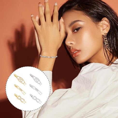 SUPERFINDINGS 6Pcs 3 Styles 2 Colors Fold Over Jewelry Clasp Bowknot Rhinestone Foldover Extension Clasp Platinum Gold Watch Band Clasps for Bracelet Necklace Making DIY Jewelry Extender in Saudi Arabia
