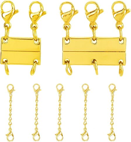 7 PCS Siliver Necklace Layering Clasps,Necklace Layered Clasp with 5 Necklace Extenders,Multiple Necklace Layering Separator for Women,Bracelet Connector Jewelry Clasps and Closures in Saudi Arabia