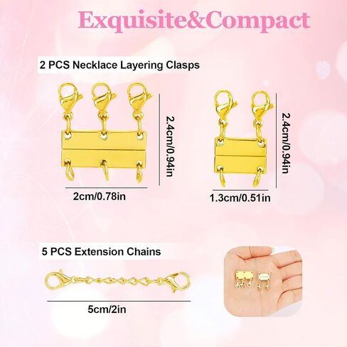 7 PCS Siliver Necklace Layering Clasps,Necklace Layered Clasp with 5 Necklace Extenders,Multiple Necklace Layering Separator for Women,Bracelet Connector Jewelry Clasps and Closures in Saudi Arabia