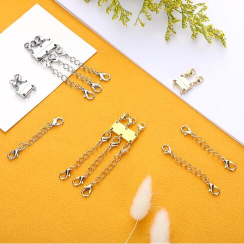 7 PCS Siliver Necklace Layering Clasps,Necklace Layered Clasp with 5 Necklace Extenders,Multiple Necklace Layering Separator for Women,Bracelet Connector Jewelry Clasps and Closures in Saudi Arabia