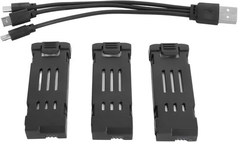 3pcs RC Drone Battery and Charging Cable Set, 3.7V 1800mAh Lithium Battery for E58 E68 JY109 998PRO Quadcopter Drone, Replacement Battery Accessories in Saudi Arabia