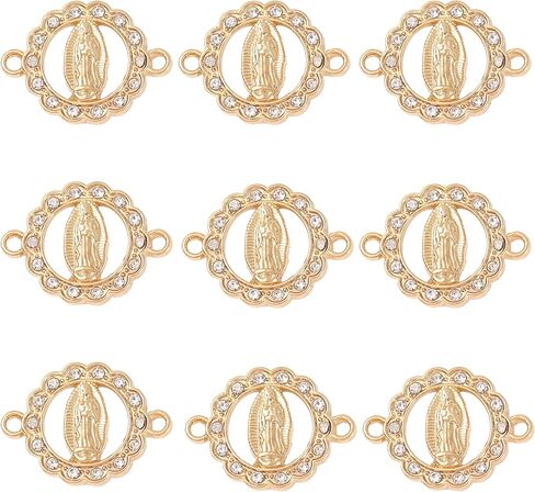 Virgin Mary Charms for Jewelry Making Enamel Mix Color Our Lady Rhinestones Miraculous Medal Alloy Connector Pendants for Necklace Bracelet Earring Making Supplies DIY(24PCS) in Saudi Arabia