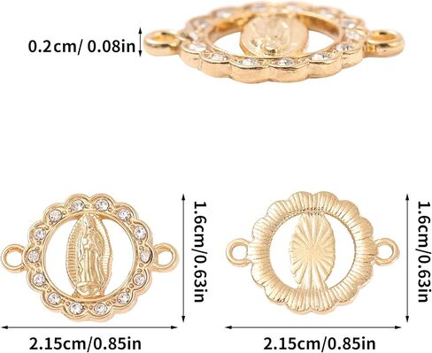 Virgin Mary Charms for Jewelry Making Enamel Mix Color Our Lady Rhinestones Miraculous Medal Alloy Connector Pendants for Necklace Bracelet Earring Making Supplies DIY(24PCS) in Saudi Arabia
