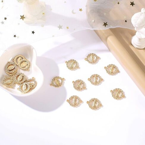 Virgin Mary Charms for Jewelry Making Enamel Mix Color Our Lady Rhinestones Miraculous Medal Alloy Connector Pendants for Necklace Bracelet Earring Making Supplies DIY(24PCS) in Saudi Arabia