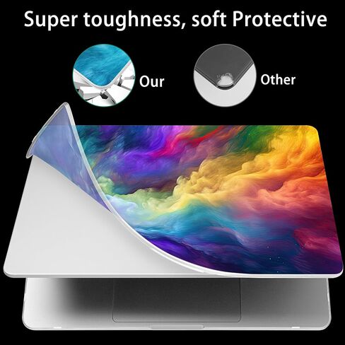 Mektron Ultra Thin Printed Case for MacBook Pro 16 inch 2024 M4 A3403 A3186 Fits 2023 2021 M3 A2991 M2 A2780 M1 A2485 Pro/Max, Protective Hard Shell with Fold Kickstand,Rainbow Cosmic in Saudi Arabia