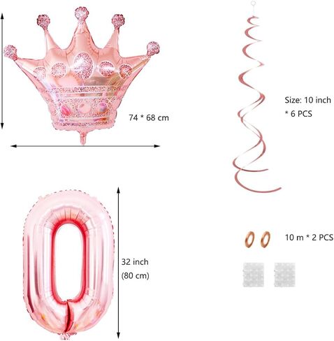 Juland 14th Birthday Party Decorations Black Gold Rose Happy Birthday Banner Latex Balloon Confetti Balloon Pink Crown 14 Number Foil Balloon Hanging Swirl with Cake Topper for Boy Girl Men Women in Saudi Arabia