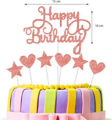 Juland 14th Birthday Party Decorations Black Gold Rose Happy Birthday Banner Latex Balloon Confetti Balloon Pink Crown 14 Number Foil Balloon Hanging Swirl with Cake Topper for Boy Girl Men Women in Saudi Arabia