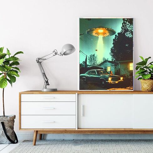UFO Paint by Number for Adults Beginners an Extraterrestrial Visitor DIY Painting by Number on Canvas with Brushes Acrylic Paints Magical Decor Paintwork for Gift Home Decor 16x20 Inch（Without Frame） in Saudi Arabia