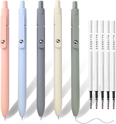 أقلام حبر جل سريعة الجفاف، أقلام لطيفة ذات نقاط دقيقة، أقلام كروية دوارة قابلة للسحب، أقلام كتابة ناعمة، تدوين الملاحظات للوازم المكتبية اللطيفة، 5 ألوان، 5 عبوات سوداء (متعددة الألوان) in Kuwait