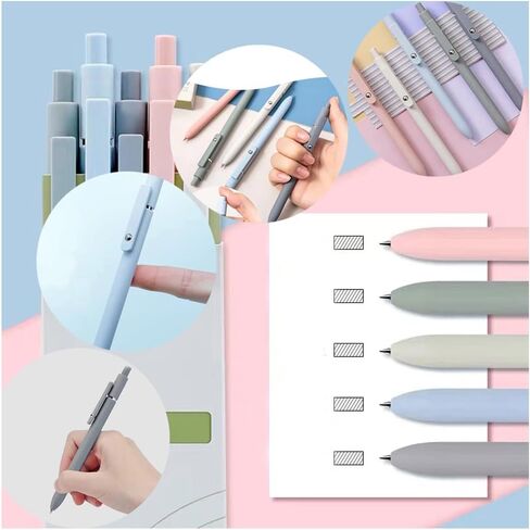 أقلام حبر جل سريعة الجفاف، أقلام لطيفة ذات نقاط دقيقة، أقلام كروية دوارة قابلة للسحب، أقلام كتابة ناعمة، تدوين الملاحظات للوازم المكتبية اللطيفة، 5 ألوان، 5 عبوات سوداء (متعددة الألوان) in Kuwait