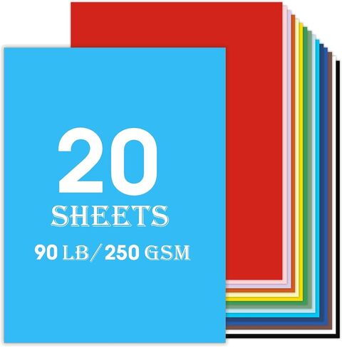 20Sheets 11 x 14 Colored Cardstock Paper, Thick Card stock for Cricut, Large Construction Paper for Card Making, Scrapbooking, Craft 80 lb / 230 gsm in Kuwait