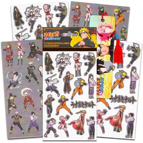 Naruto Party Favor Stickers Bundle Pack - 4 Sheets Naruto Shippuden Stickers for Decorations Party Supplies Plus More | 60+ Naruto Stickers for Anime Fans