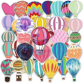 Balloons Stickers for Kids 50 PCS Print Hot Air Balloon Shaped Valentines Gifts Stickers Decals for Decoration Laptops,Guitar,Motorcycle,Skateboard,Luggage,Phone Case